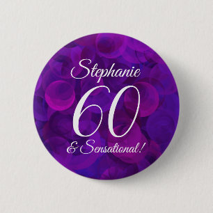 Badge Rond 5 Cm Elegant Purple 60 et fête d'anniversaire sensatio