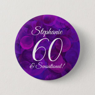 Badge Rond 5 Cm Elegant Purple 60 et fête d'anniversaire sensation
