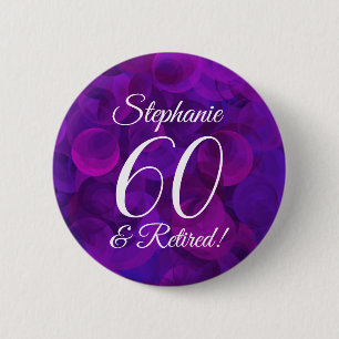 Badge Rond 5 Cm Élégant Purple 60 et Retraité