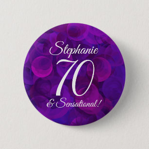 Badge Rond 5 Cm Elegant Purple 70 et fête d'anniversaire sensation