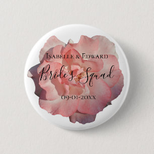 Badge Rond 5 Cm Élégant Rose Florale Rose Pâle Robe de Mariée