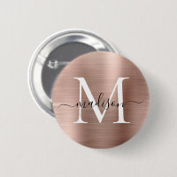 Élégant Rose or brossé monogramme métal brossé Scr