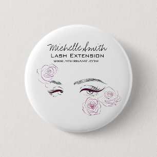 Badge Rond 5 Cm Elégant rose Roses Floral Aquarelle Beauté Salon