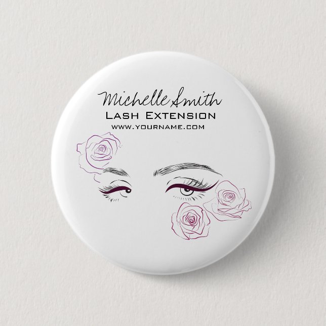 Badge Rond 5 Cm Elégant rose Roses Floral Aquarelle Beauté Salon (Devant)