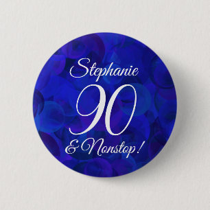 Badge Rond 5 Cm Elégant Royal Blue 90 et fête d'anniversaire san