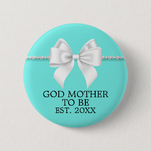 Badge Rond 5 Cm Elégant Turquoise Aqua Tiffany Dieu Mère Baby show