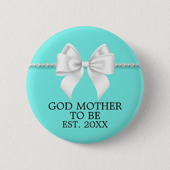 Badge Rond 5 Cm Elégant Turquoise Aqua Tiffany Dieu Mère Baby show (Devant)