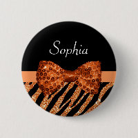 Élégant Zèbre orange Imprimer FAUX Glitz Bow et no