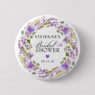 Badge Rond 5 Cm Élégante Baby Shower Florale Violette