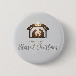 Badge Rond 5 Cm Elégante crèche Carte de Noël