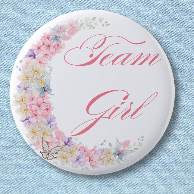 Badge Rond 5 Cm élégante équipe botanique rose fille baby shower c (Créateur téléchargé)