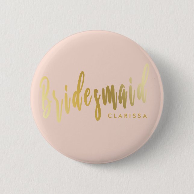 Badge Rond 5 Cm Élégante femme de chambre rose et or (Devant)
