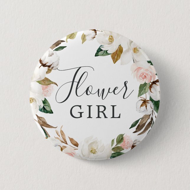 Badge Rond 5 Cm Élégante Fête des mariées Fleur Magnolia (Devant)