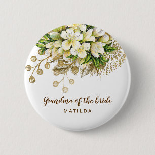 Badge Rond 5 Cm Élégante grand-mère florale d'or moderne de la 