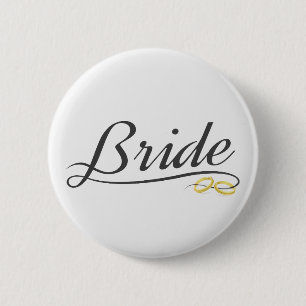 Badge Rond 5 Cm Élégante Mariée Calligraphie de mariage Épingle
