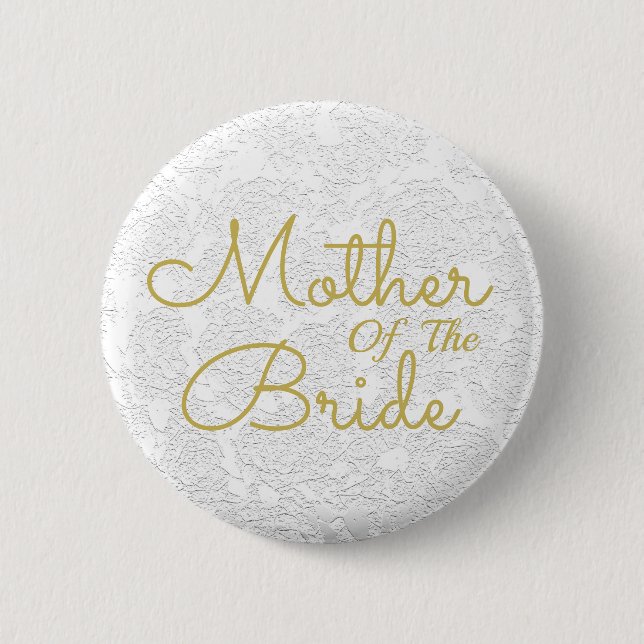 Badge Rond 5 Cm Élégante Mère En Or Blanc Simple De La Mariée (Devant)