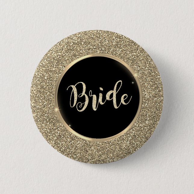Badge Rond 5 Cm Élégante Parties scintillant Chic Gold (Devant)