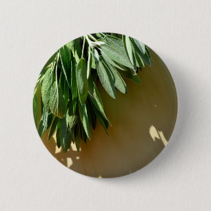 Badge Rond 5 Cm Elégante plante verte feuille sauge