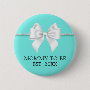 Badge Rond 5 Cm Elégante Turquoise Aqua Tiffany Mère Pour Être Bab