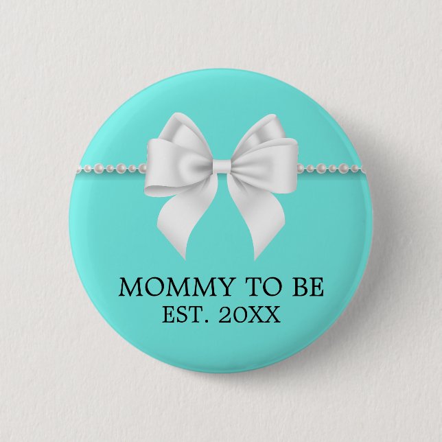 Badge Rond 5 Cm Elégante Turquoise Aqua Tiffany Mère Pour Être Bab (Devant)