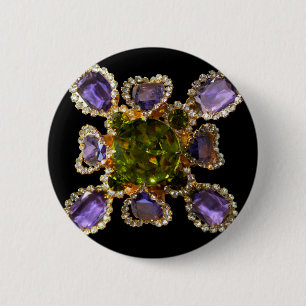 Badge Rond 5 Cm Élégants diamants pierres précieuses violettes ver