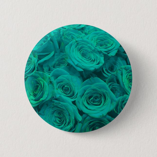 Badge Rond 5 Cm Élégants roses verts turquoises (Devant)
