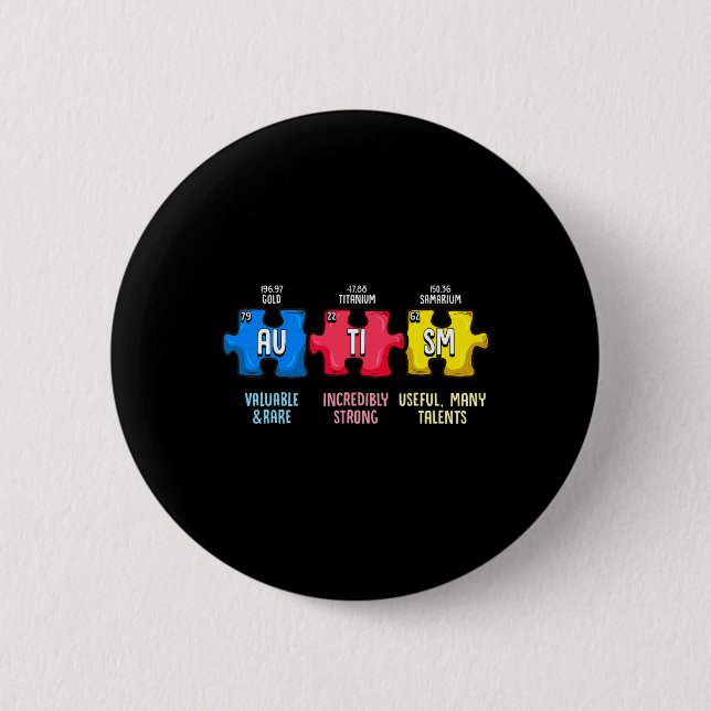 Badge Rond 5 Cm Élément chimique de la sensibilisation à l'autisme (Devant)