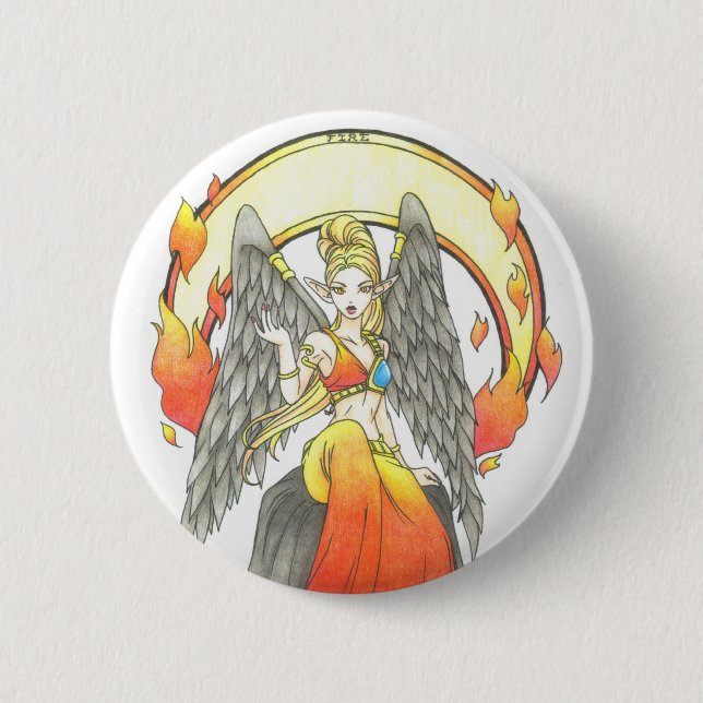 Badge Rond 5 Cm Élément de bouton de feu (Devant)