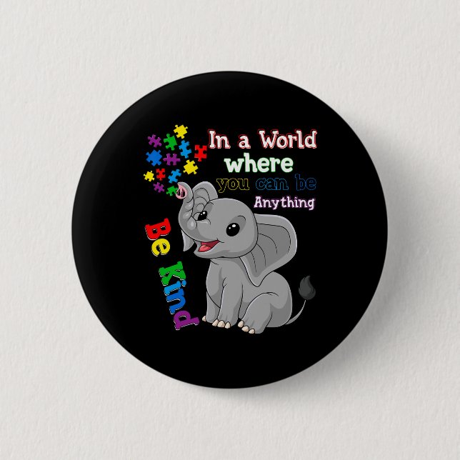 Badge Rond 5 Cm Élément éléphant mignon et pièce de puzzle pour la (Devant)