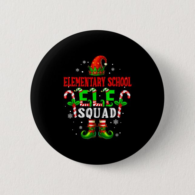 Badge Rond 5 Cm Elementary School Elf Squad Xmas Elf Hat Scute Ss  (Devant)