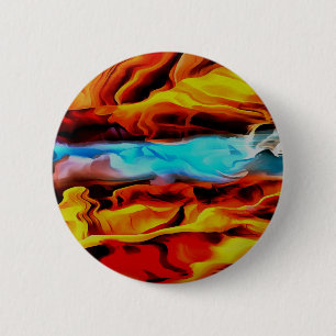 Badge Rond 5 Cm Eléments Chauds Et Froids Acrylique Verser Abstrai