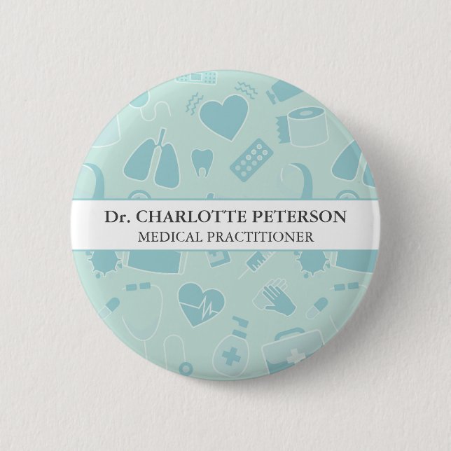 Badge Rond 5 Cm Éléments médicaux Étiquette de nom de docteur pers (Devant)