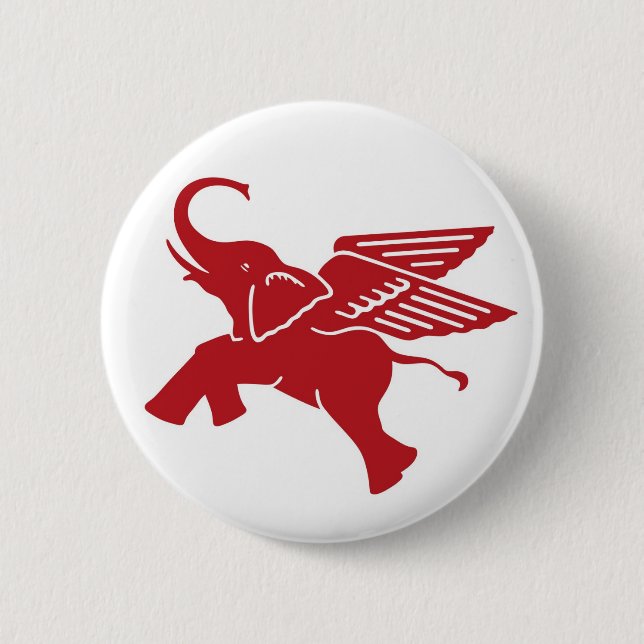 Badge Rond 5 Cm Éléphant à ailes rouges (Devant)