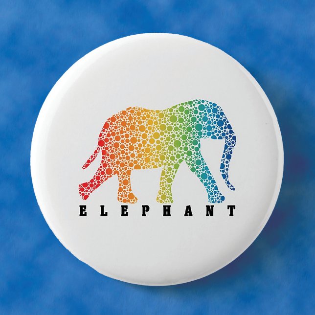 Badge Rond 5 Cm Eléphant aux couleurs (Créateur téléchargé)