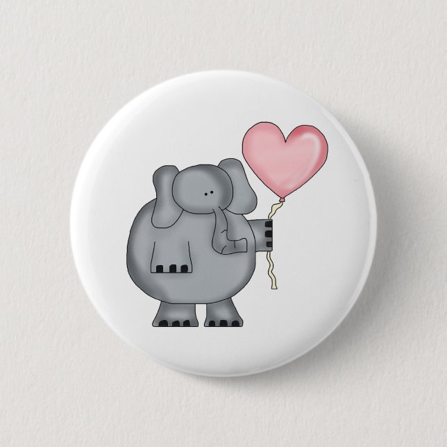 Badge Rond 5 Cm Éléphant avec le ballon de coeur (Devant)
