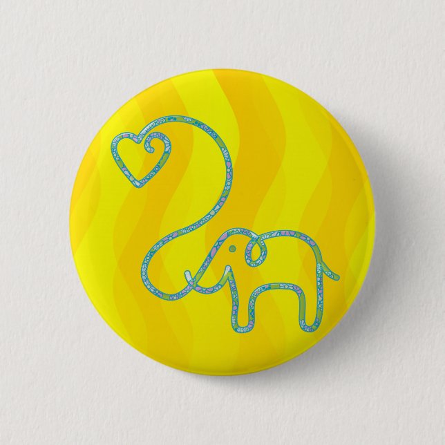 Badge Rond 5 Cm ÉLÉPHANT avec le coeur (Devant)