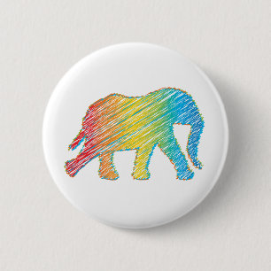 Badge Rond 5 Cm Eléphant avec lignes
