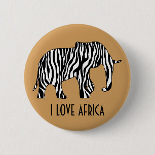 Badge Rond 5 Cm Elephant avec Zebra Stripes + vos idées