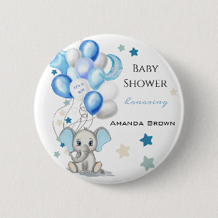 Badge Rond 5 Cm Eléphant bébé mignon avec ballons Baby shower g