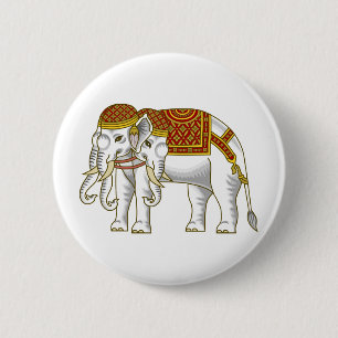 Badge Rond 5 Cm Elephant blanc thaïlandais Erawan