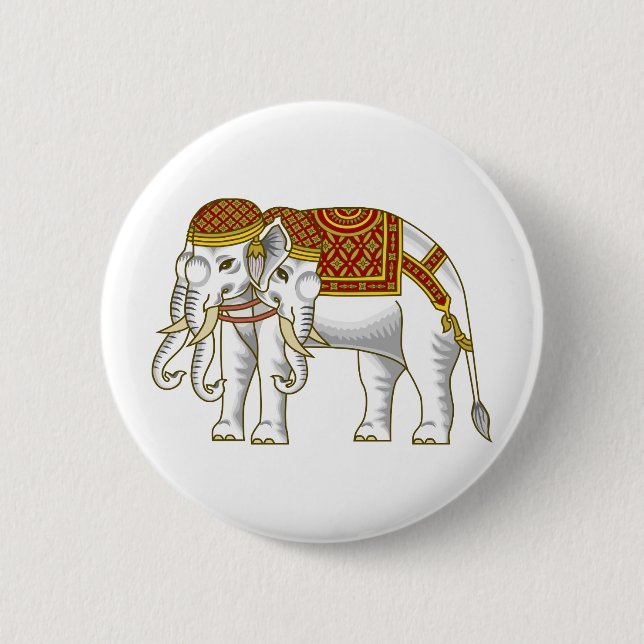 Badge Rond 5 Cm Elephant blanc thaïlandais Erawan (Devant)