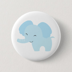Badge Rond 5 Cm Éléphant bleu