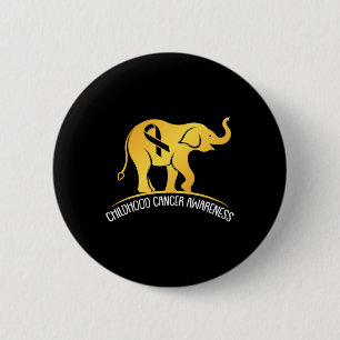 Badge Rond 5 Cm Elephant Childhood Cancer Awareness Ribbon Warrier