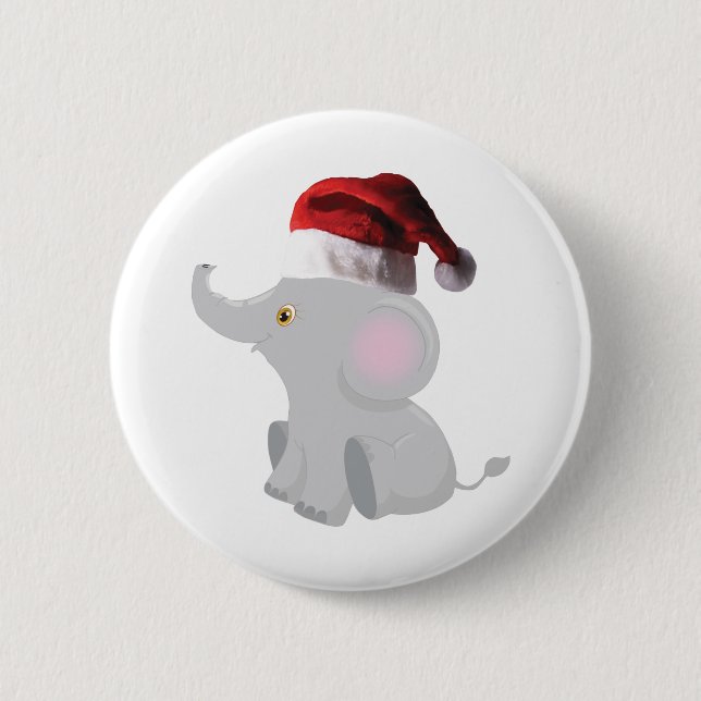 Badge Rond 5 Cm Eléphant de Noël (Devant)
