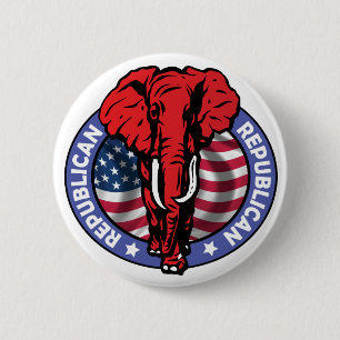 Badge Rond 5 Cm Éléphant de Parti Républicain - McCain