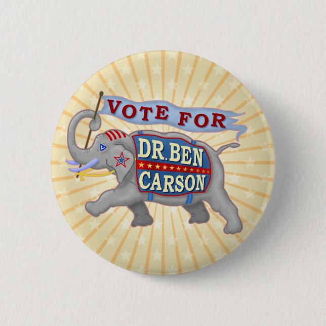 Badge Rond 5 Cm Éléphant de président 2016 républicain de Dr. Ben (Devant)