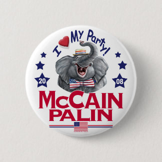 Badge Rond 5 Cm Éléphant de républicain de McCain Palin