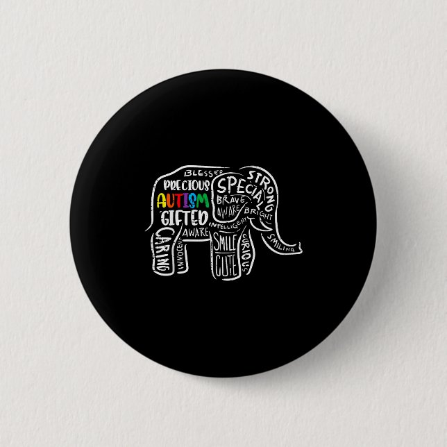 Badge Rond 5 Cm Éléphant de sensibilisation à l'autisme Acceptatio (Devant)