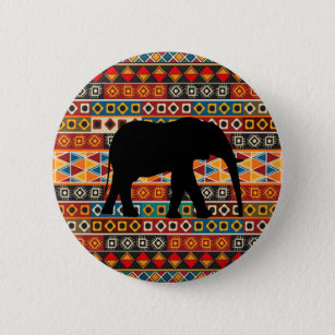 Badge Rond 5 Cm Éléphant décoratif coloré de motif de motif