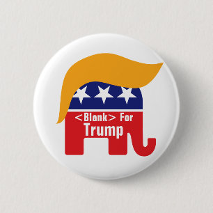 Badge Rond 5 Cm Éléphant du GOP Donald Trump Cheveux - Ajouter un 